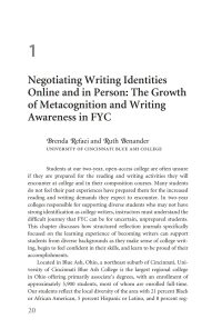Negotiating Writing Identities Online and in Person: The Growth of Metacognition and Writing Awareness in FYC eBook