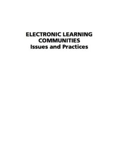 Electronic Learning Communities Issues and Practices eBook