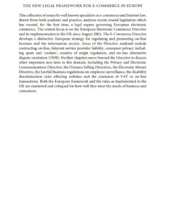 The New Legal Framework for E-Commerce in Europe: Reasonable Disagreement and the Law eBook