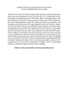Jurisdiction and Judgments in Relation to EU Competition Law Claims: A Contextual Analysis eBook