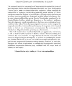 The Governing Law of Companies in EU Law eBook