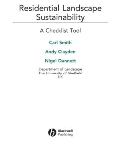 Residential Landscape Sustainability: A Checklist Tool: A Checklist Tool, 1st Edition eBook