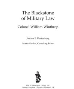 The Blackstone of Military Law: Colonel William Winthrop, 1st Edition eBook