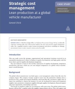 Case Study: Strategic Cost Management: Lean Production at a Global Vehicle Manufacturer eBook