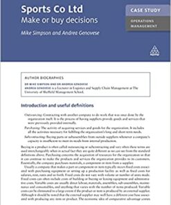 Case Study: Sports Co. Ltd: Make or Buy Decisions eBook