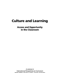 Culture and Learning: Access and Opportunity in the Classroom eBook