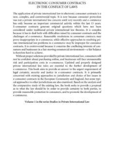 Electronic Consumer Contracts in the Conflict of Laws: A Novel eBook