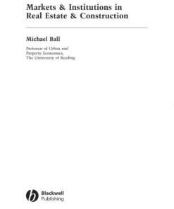Markets and Institutions in Real Estate and Construction, 1st Edition eBook