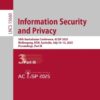 Information Security and Privacy: 30th Australasian Conference, ACISP 2025, Wollongong, NSW, Australia, July 14–16, 2025, Proceedings, Part III eBook